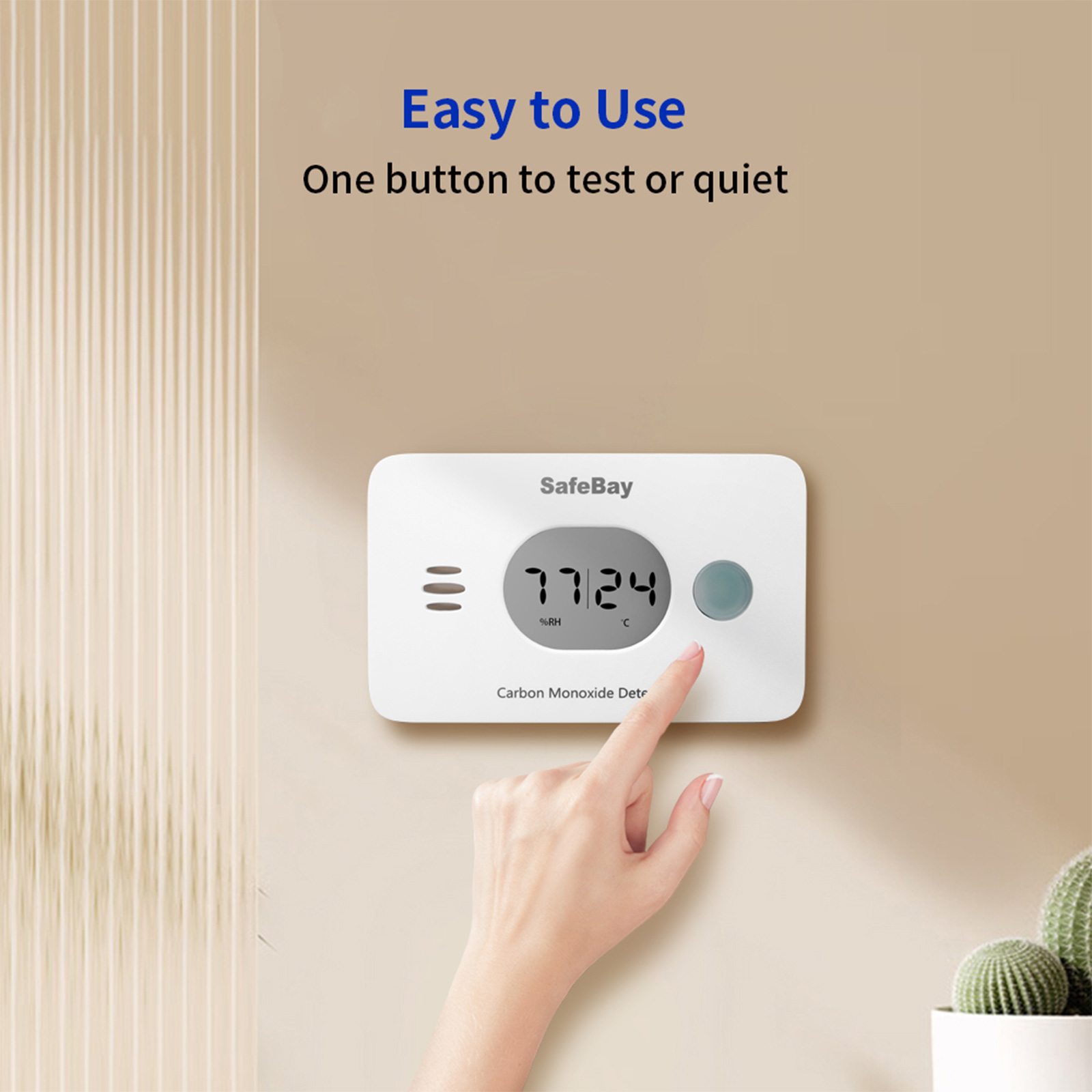 Cpvan Draadloze 3-In-1 Koolmonoxide Detector Met Temperatuur En Vochtigheid Voor Thuisbeveiliging Co Alarm 85db En 50291