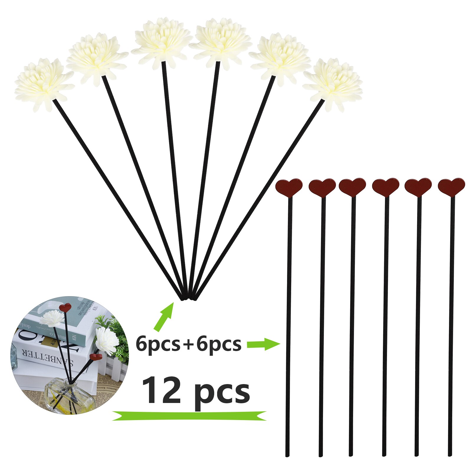 12pcs Aroma Diffuser Fiber Stick + Wood DIY Party Bathroom Aromatherapy Accessories Home Aroma stick