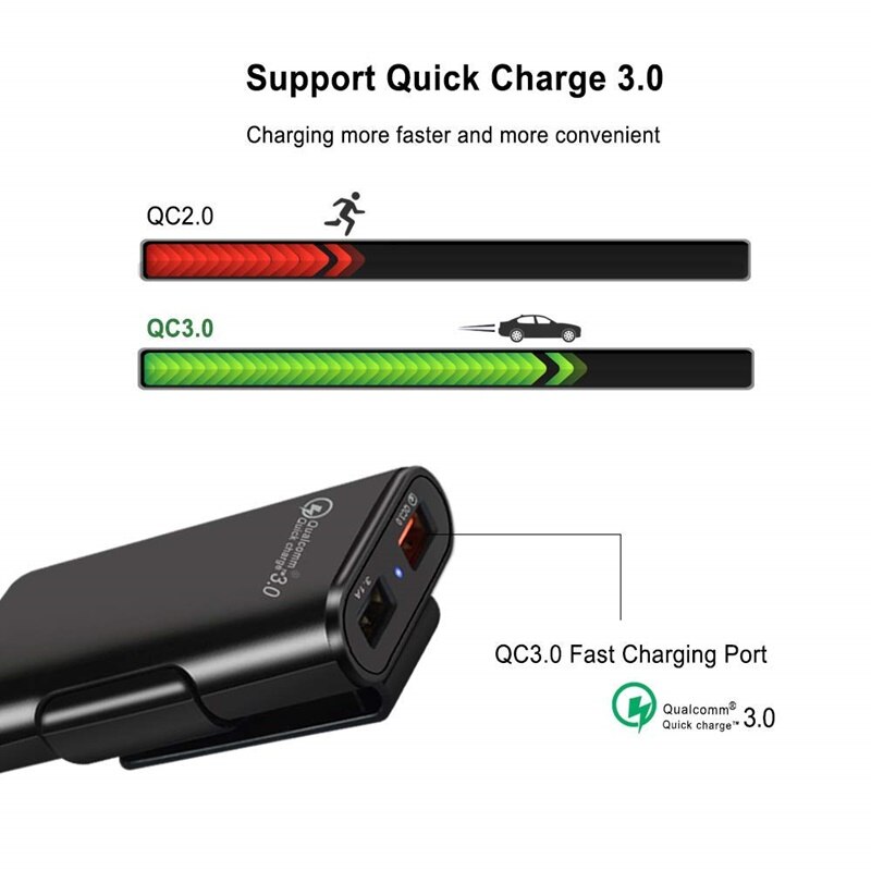 Tongdaytech Autolader USB Snel Opladen 3.0 Voor Iphone X 7 Mobiele Telefoon Snellader In Auto Chargeur Voor Samsung xiaomi Cargado