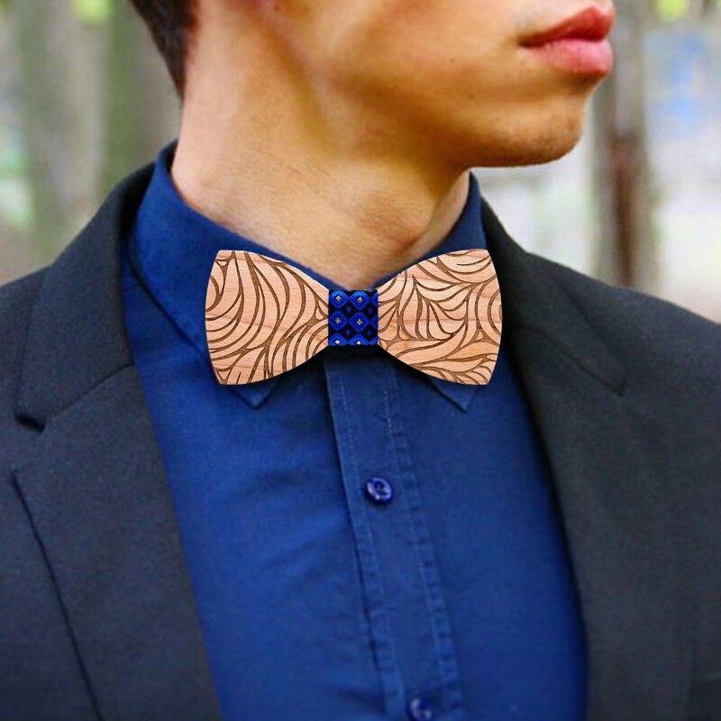 Men Wooden bow tie set Handkerchief Cufflinks wood bowtie wedding tie corbata Wooden Ties Gravata set gentlemen wear