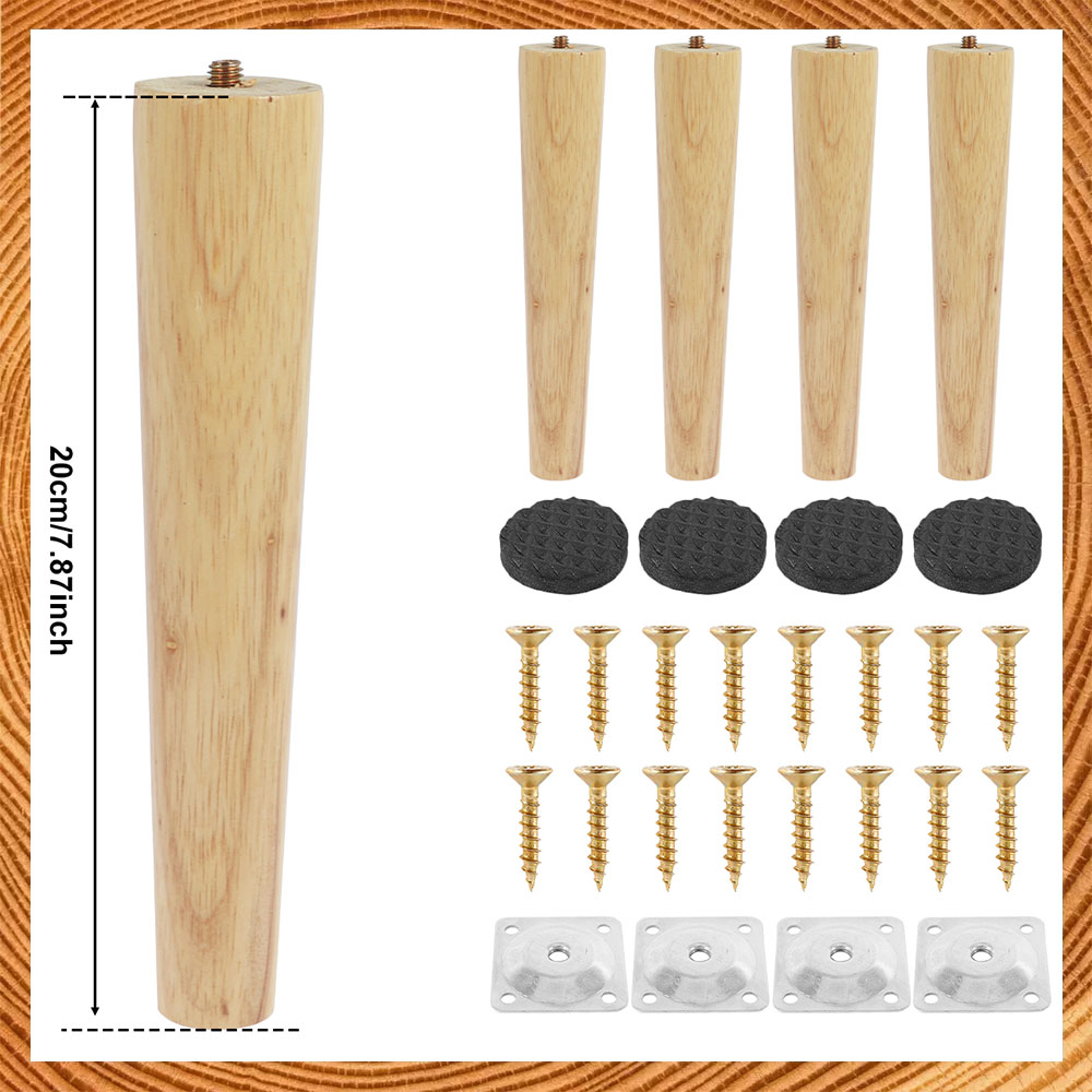 4 Uds patas de muebles patas de muebles sólidas de madera natural patas de mesa oblicuas/rectas Protector de suelo de muebles antideslizante decorar: Oro cepillado