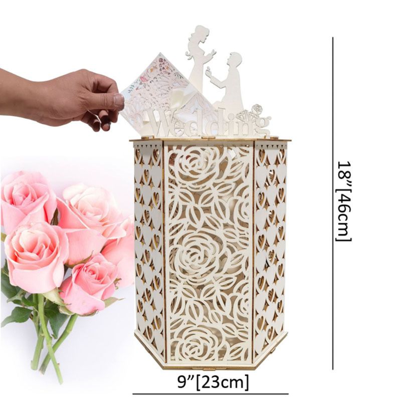 DIY Wooden Wedding Card Box Rustic Greeting Sign Holder Anniversary Party Supply M68E