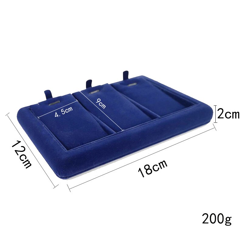 Velvet Jewelry Display Holder Blue Ring Necklace Bracelet Jewelry Organizer Storage Stand Engagement Jewelry Counter Showcase: Pendant tray