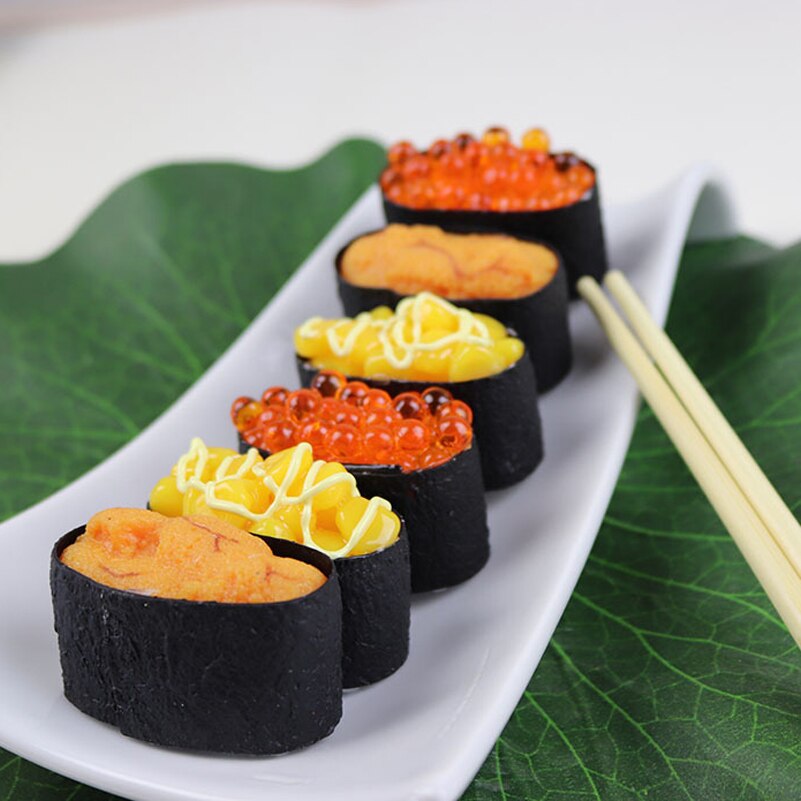 Simulation sushi model mad legetøj japansk mad skydning dekoration rekvisitter laks rejer køkken kunstig mad 1 stk