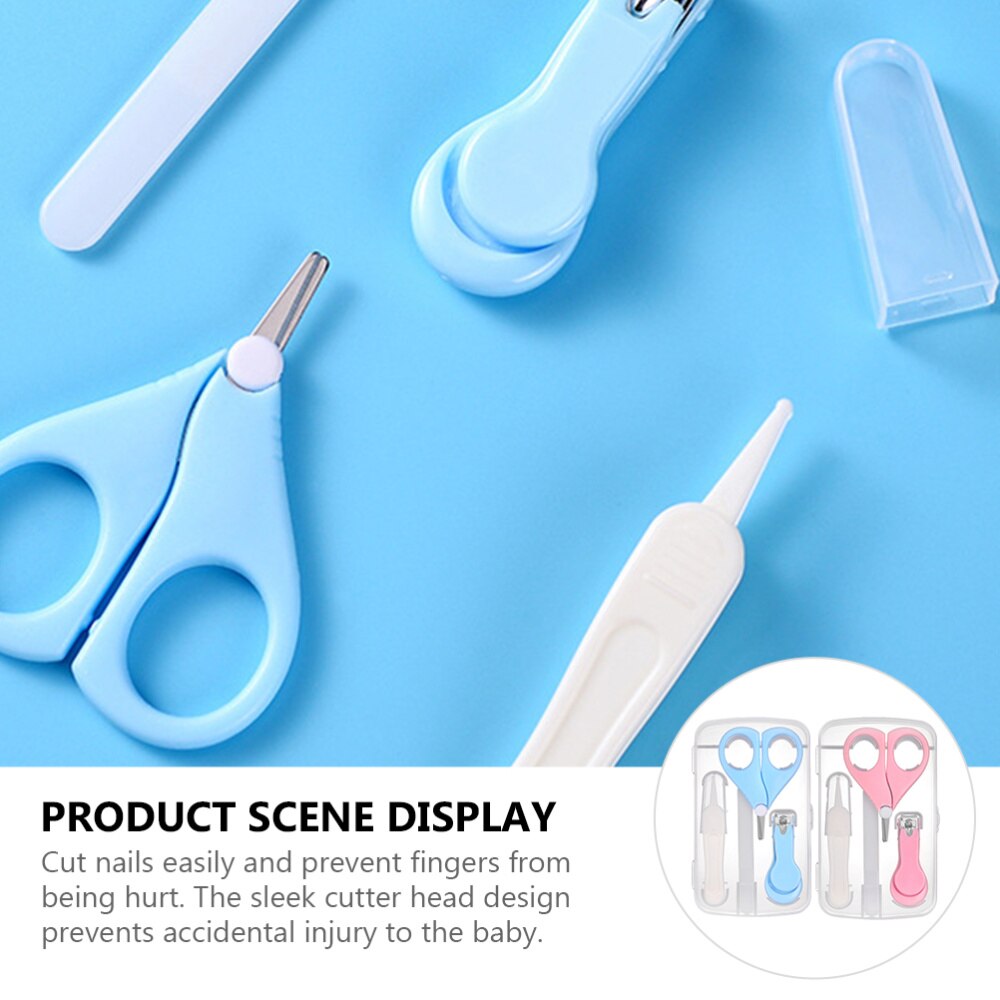 2 Sets Useful Durable Practical Baby Fingernail Scissors Nail Grooming Kit for Infant Baby Kid