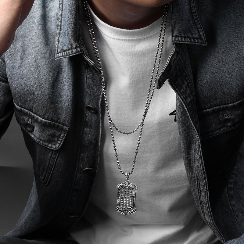 Bocai S925 Sterling Zilveren Ketting Persoonlijkheid Handgemaakte Thaise Zilveren Retro Eenvoudige Trui Ketting Voor Mannen En Vrouwen