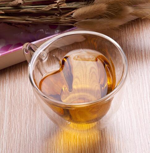 1Pcs Double Coffee Mugs With the Handle Mugs Drinking Insulation Double Wall Glass Tea Cup Drinkware Milk: C 240ml