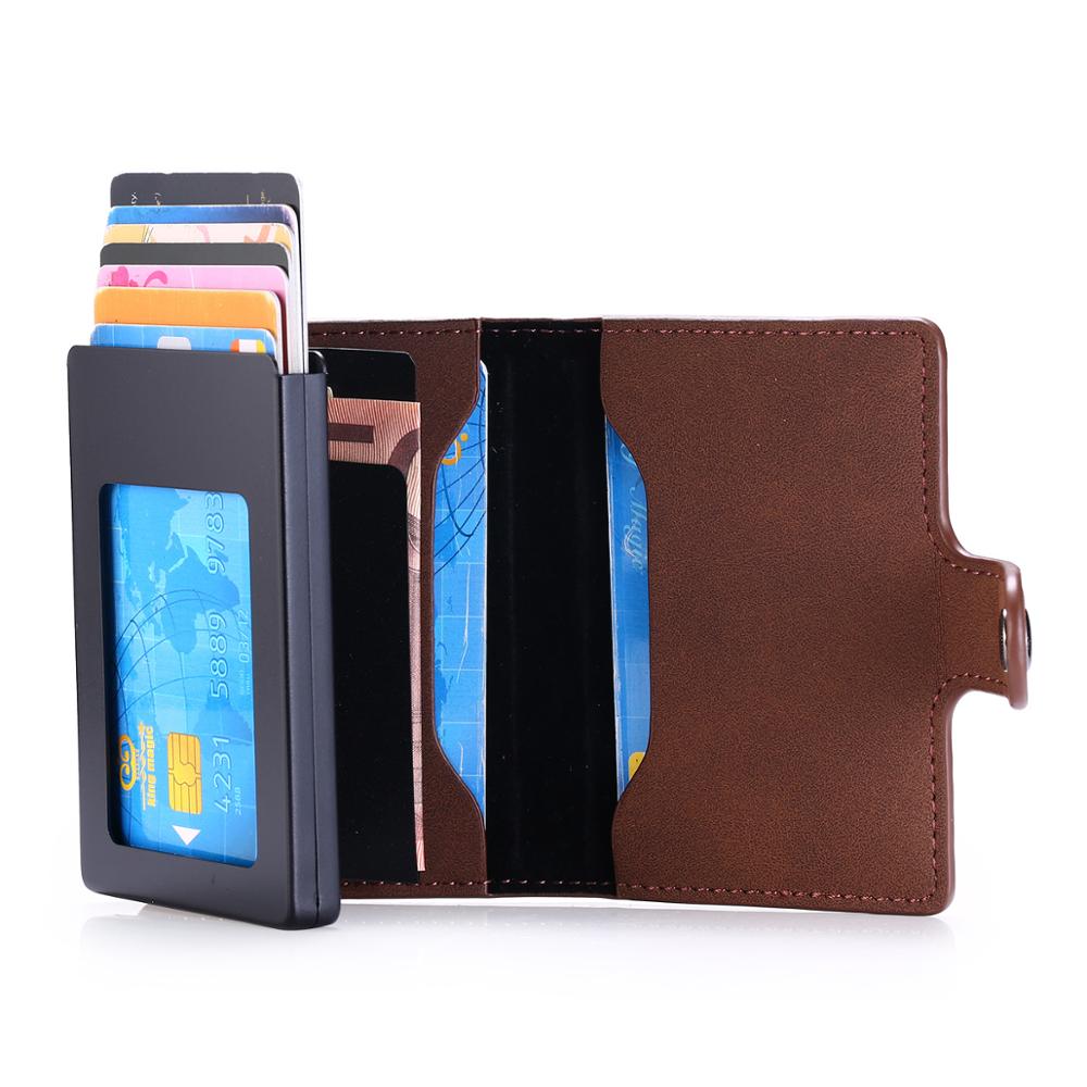 RFID anti-vol brosse métal crédit moraillon portefeuille porte-cartes hommes femmes en alliage d'aluminium porte-cartes pour: coffer