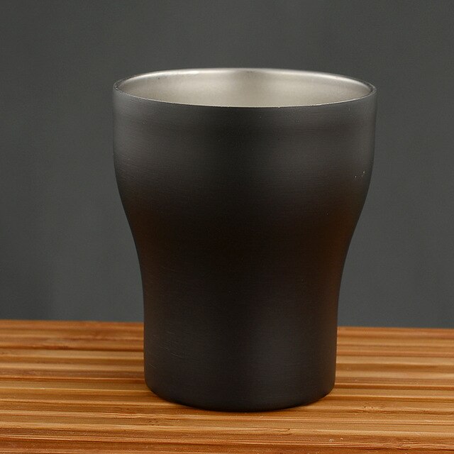 250ml Small Coffee Cup For Wine Tea Water Mugs Flask Double Wall Stainless Steel Home Office Drink Adults Children Picnics: Black