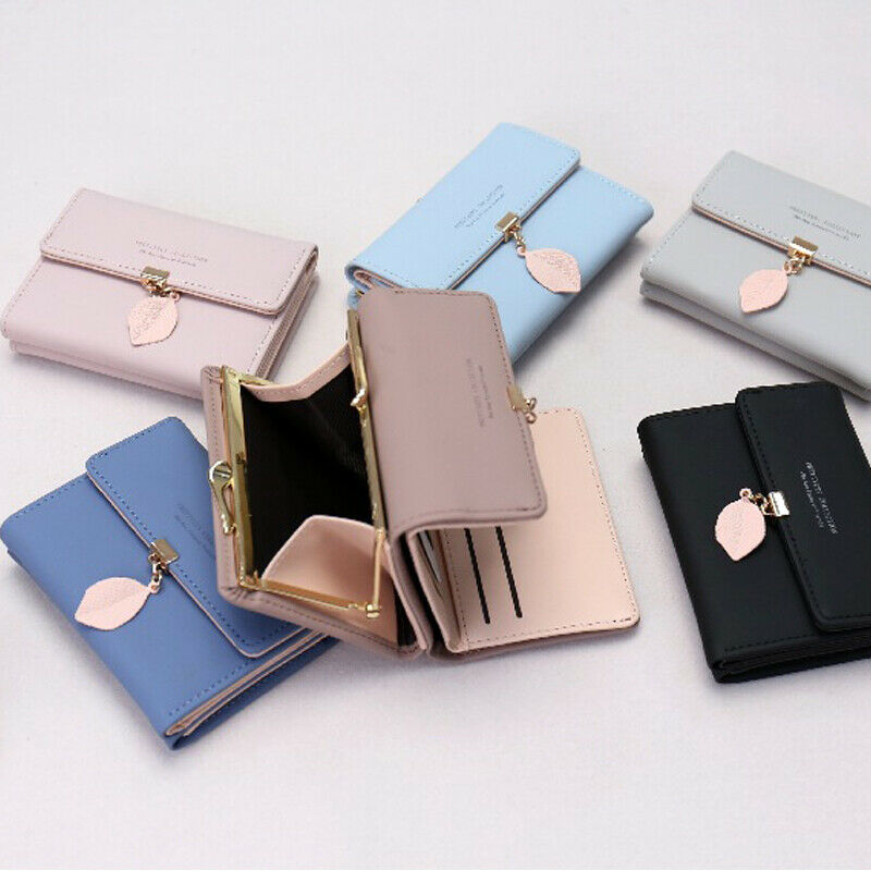 Women's Short Wallet PU Leather Leaf Tassel Clutch Portable ID Credit Card Holder purse