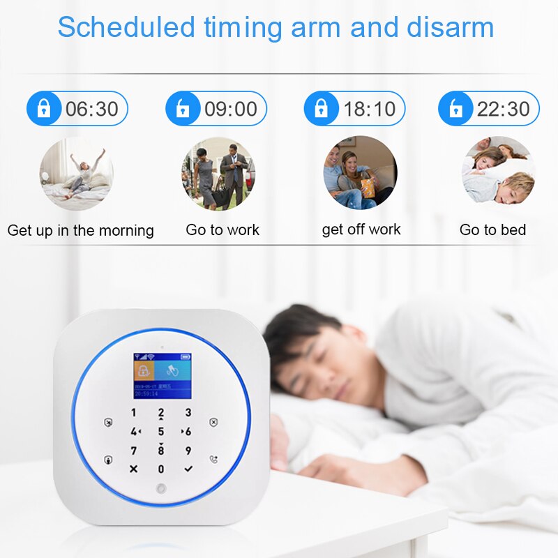 Hemlarmsystem wifi gsm larm intercom fjärrkontroll 433 mhz detektorer ios android tuya app kontroll touch tangentbord