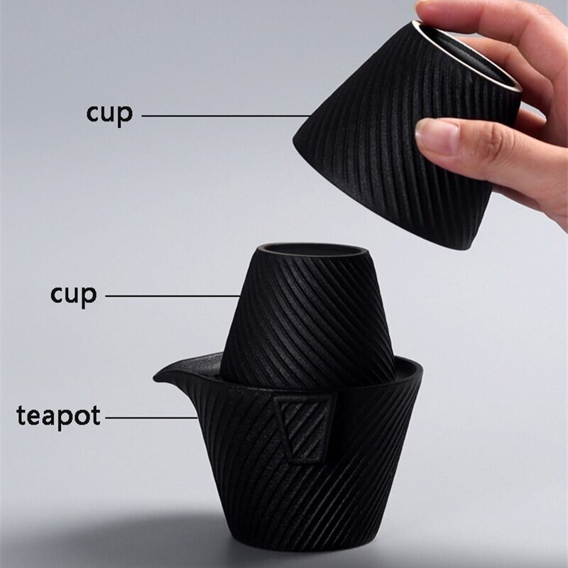 Japanese Style Tea Set Portable Office Outdoor Travel Teacup Set Pottery Gongfu Tea Cup
