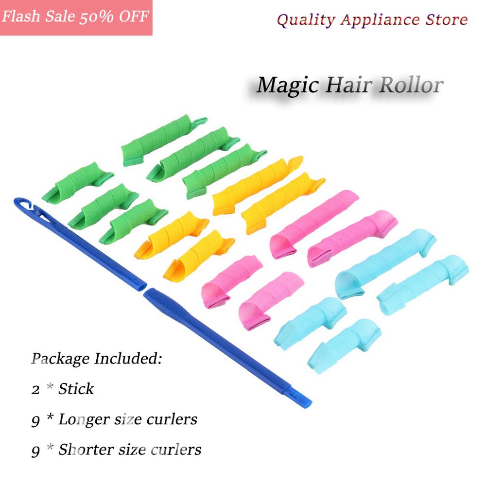 Rizador de pelo DIY, reciclable, sin daños químicos, circular mágico, rizador de cabello, herramienta para rizos en espiral, 18 Uds.