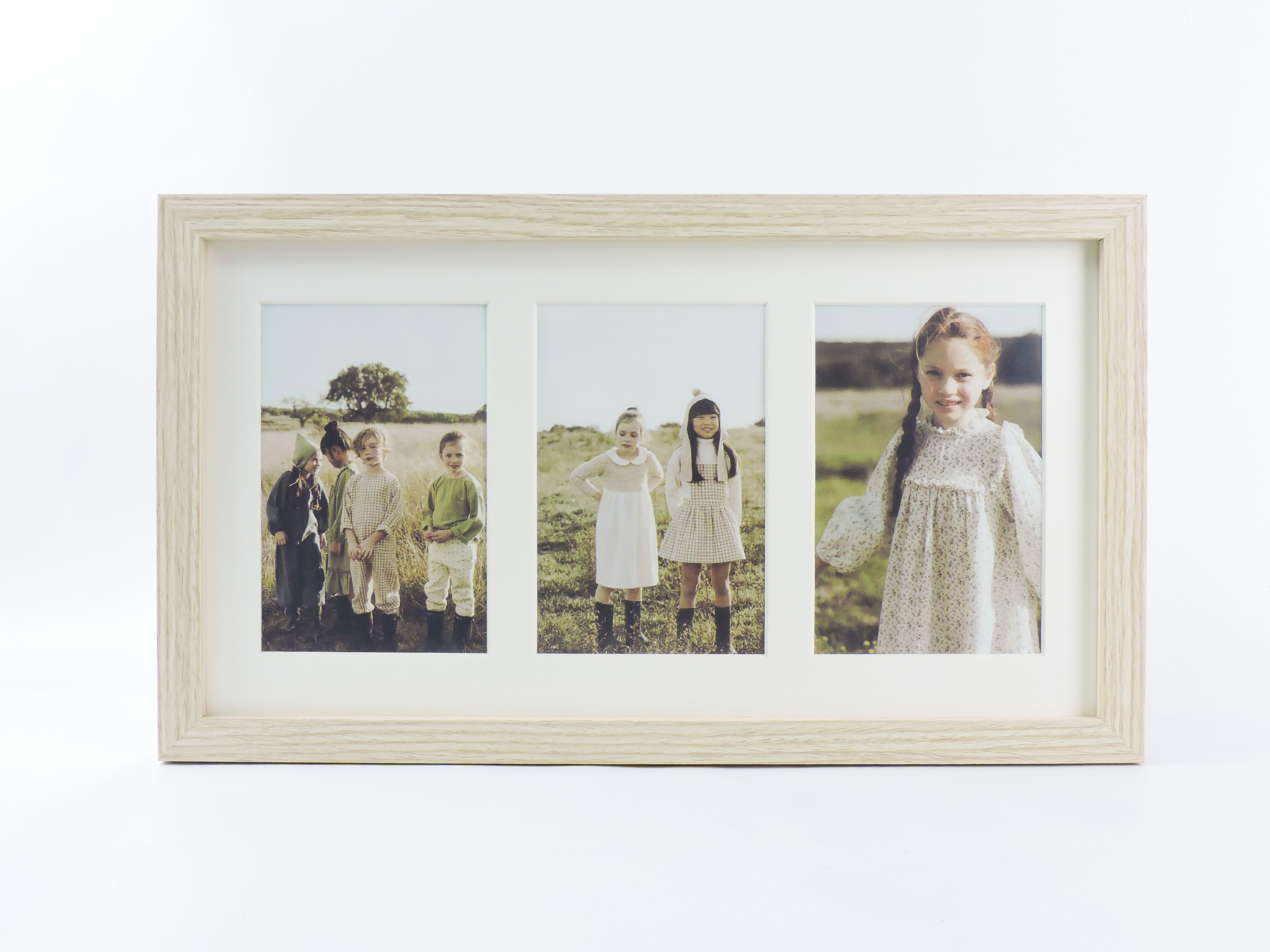 Multiple photo frame with paspartu for 3 photo collage 10x15: Wood