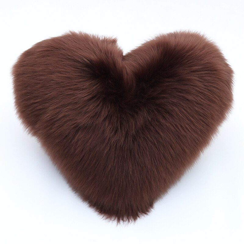 Simanfei Pelz Kissen Einsatz Weiche Plüsch Samt Liebe Herz Kissen Dekorative Weiß Nackenrolle Büro Stuhl Bett Kissen Zurück Kissen: Kaffee / 40x50cm Kissenbezug