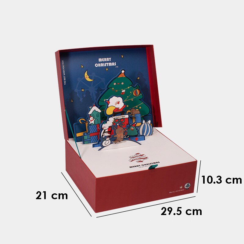 Ondersteuning voor maatwerk, doe-het-zelf papieren kerstdoos met 3d wenskaarten voor kinderen, speelgoed, wijn, cosmetica, ornamenten, alleen papieren doos: Lege geschenkdoos
