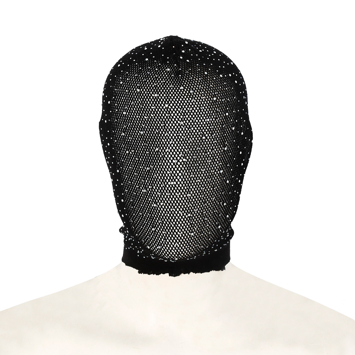 Svart spets unisex sexig huvudmask blingfärgad diamant ansiktsskydd för cosplay festbal prestanda mask huvudbonad: Default Title