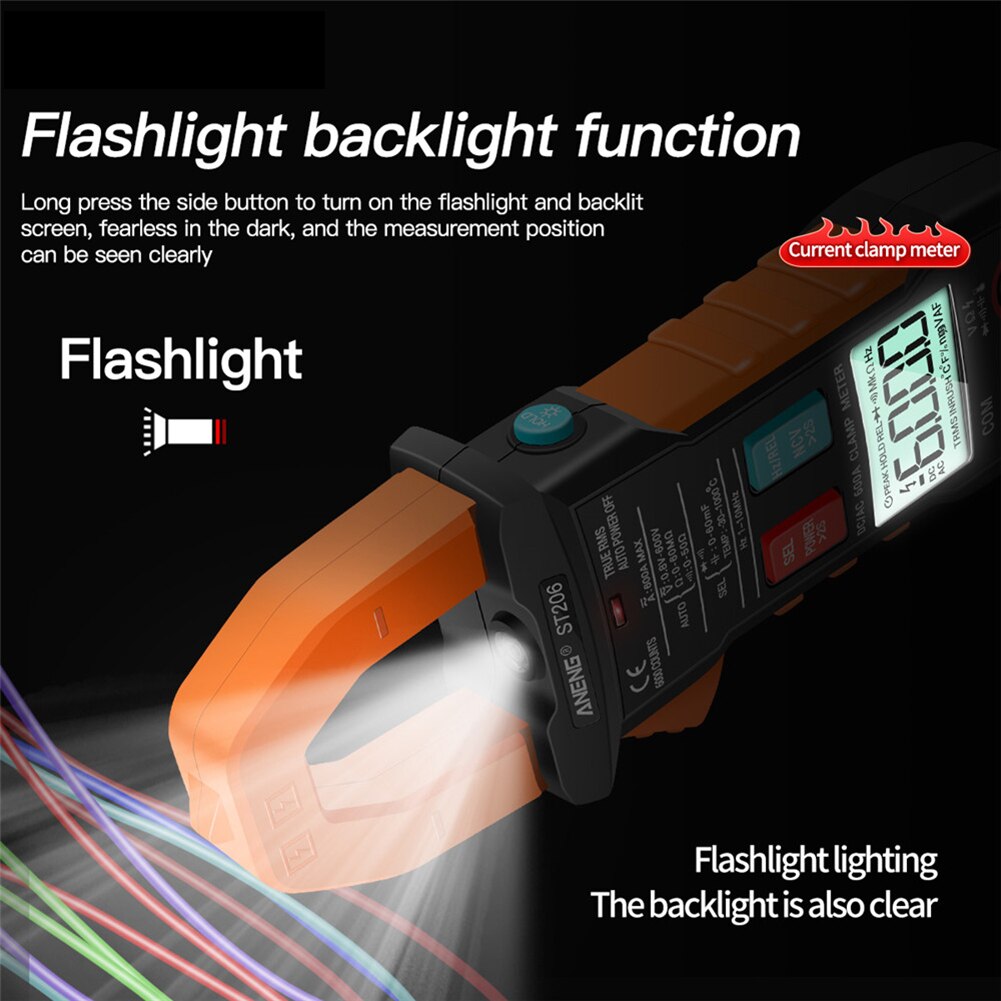 Aneng ST206 Dc/Ac Stroomtang Meter Digitale Multimeter Klem 6000 Counts True Rms Amp Voltmeter Amperimetro Tester Meten