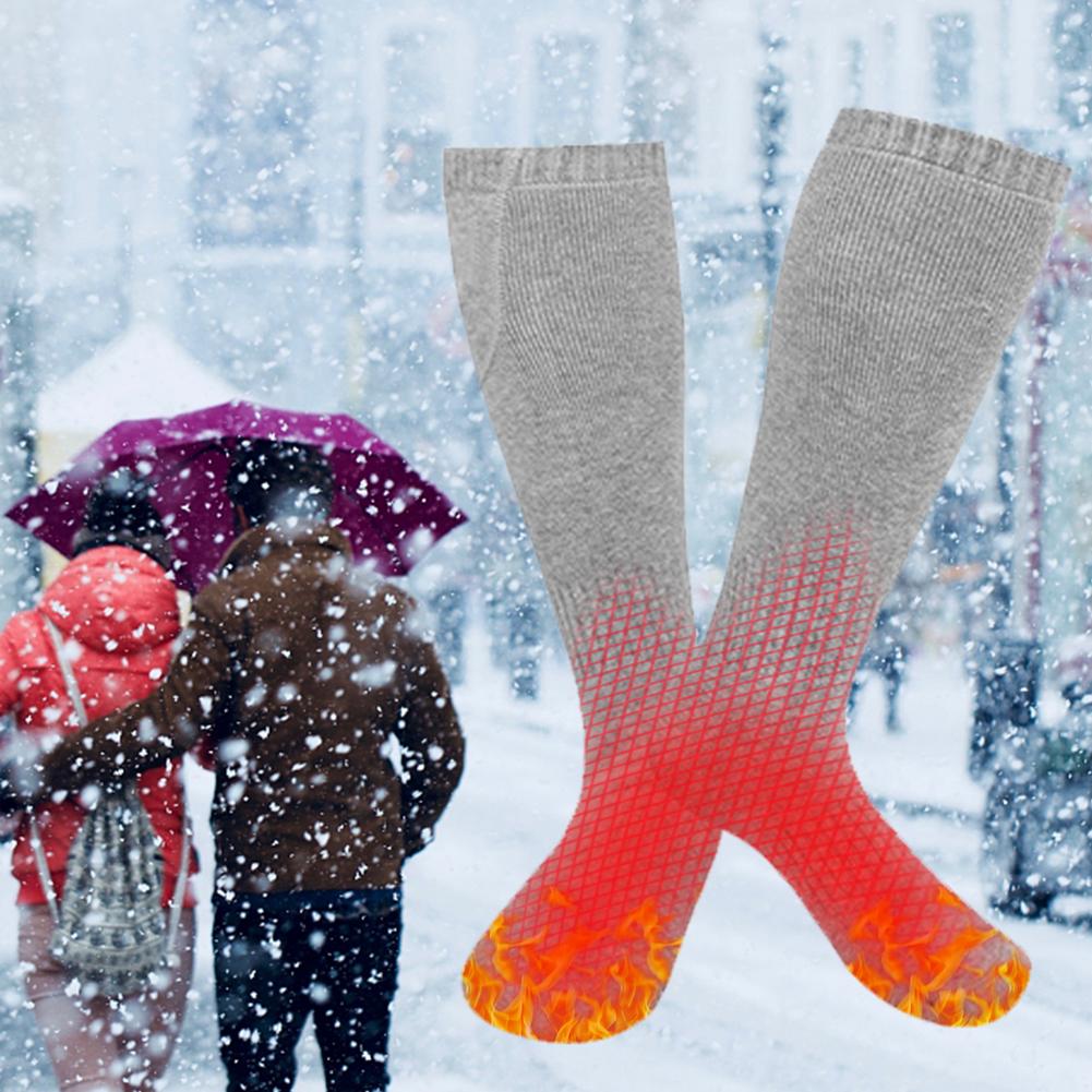 Beheizbare socken, wiederaufladbare elektrische akku-socken für damen, herren und unisex, waschbar, wärmend, lange socken, fußwärmer für Höhle Winter