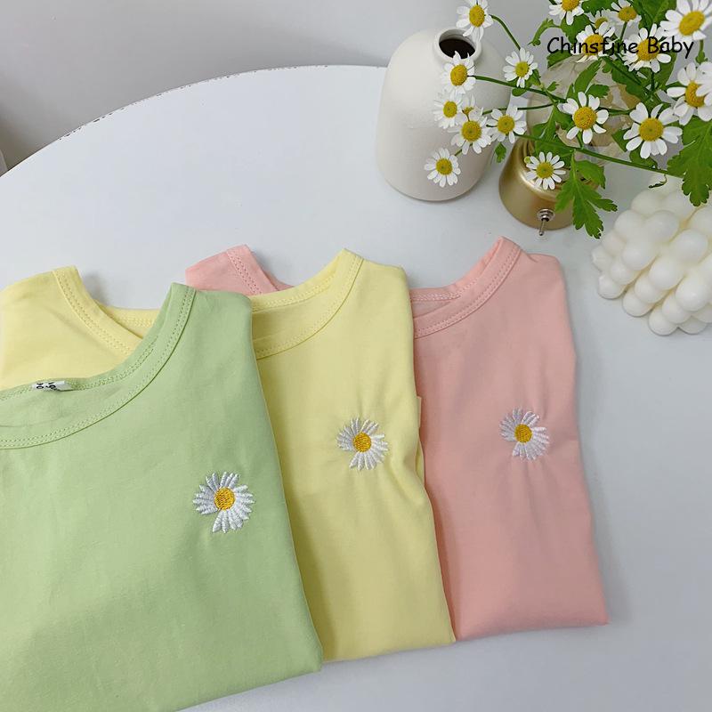 2020 nuovi Bambini di proprietà Versione Coreana Piccola Margherita Ricamato T-camicia di base Corsa E jogging Capacità per I Ragazzi E Le Ragazze