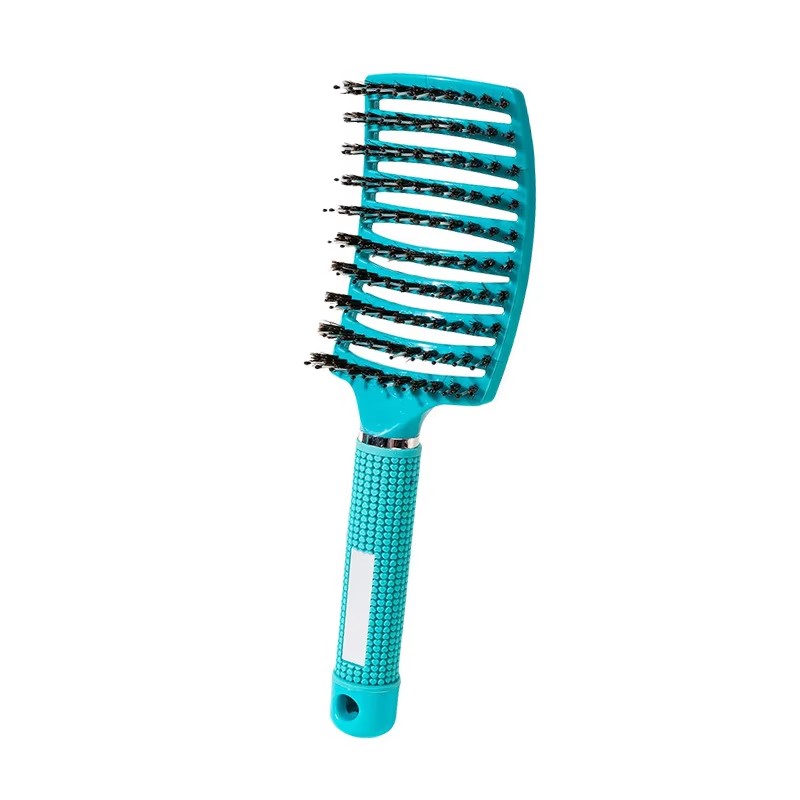 Cepillo para el cabello, cepillo para desenredar, cerdas y nailon, pelo rizado húmedo para mujer, peine para masaje del cuero cabelludo, herramientas de estilismo para salón de peluquería: Marfíl