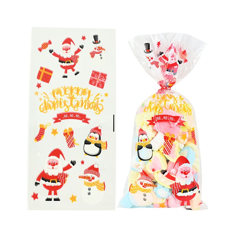 50Stck Weihnachten Tasche transparent Kunststoff Taschen Für Weihnachten Heimat Süßigkeiten Kekse Einkaufen Kekse Verpackung Taschen: B05