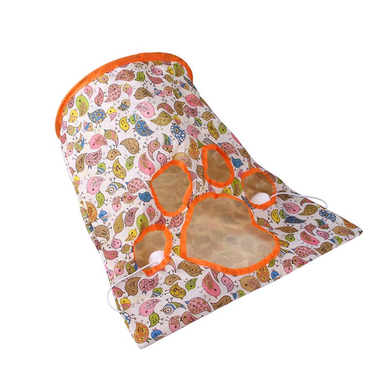 Túnel plegable para gatos, juguete interactivo con 5 agujeros, divertido, tubos de juego, bolas, Gog, hámster, conejo, accesorios para mascotas, 1 ud.: Bird