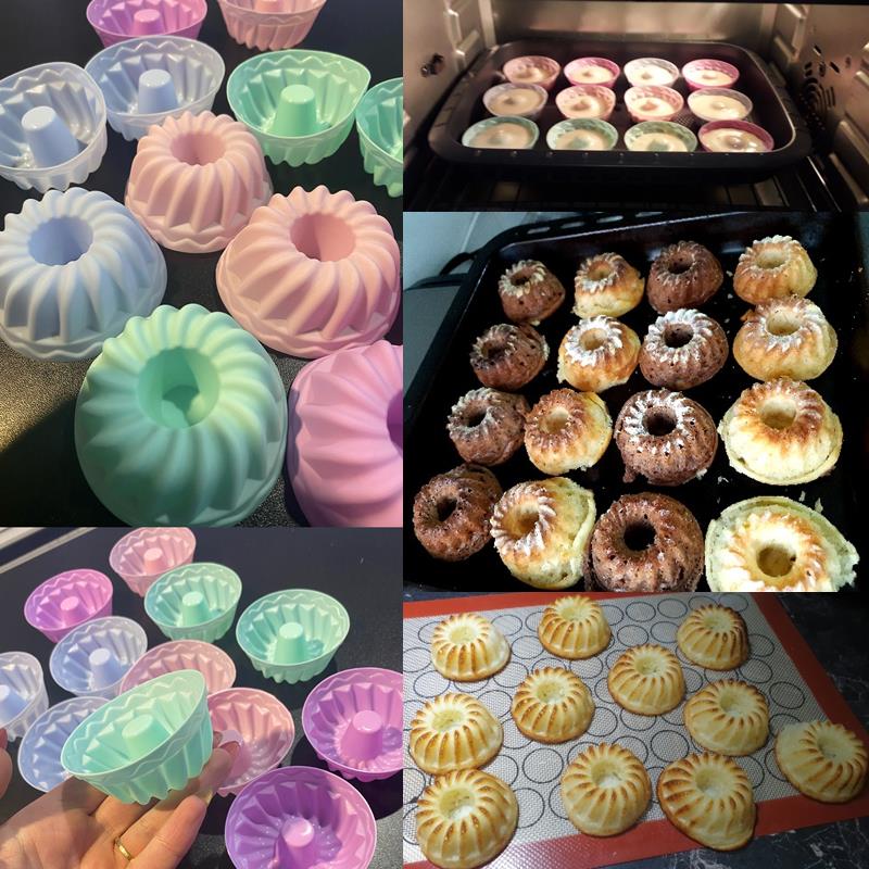 12 stk silikon kakeform fondant 3d muffins cupcake gresskar form nonstick motstandsdyktig gjenbrukbare kjøkken bake kakeformer verktøy