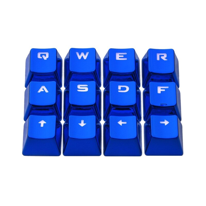 12 Mechanical Keyboard PBT Electroplated Metal Texture Cruciform Keycaps: Blue