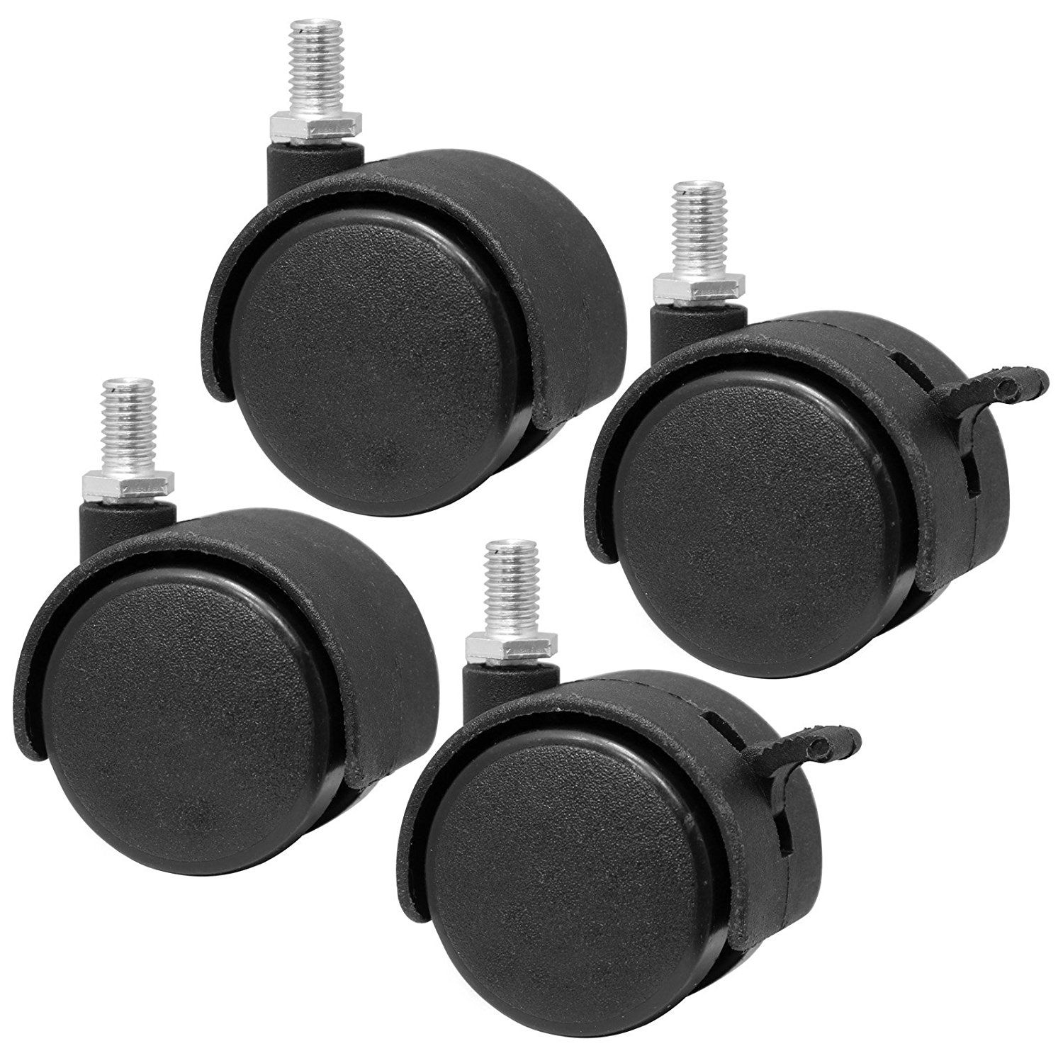 Set of 4 Screw In Caster Wheels - 2 With Lock Function