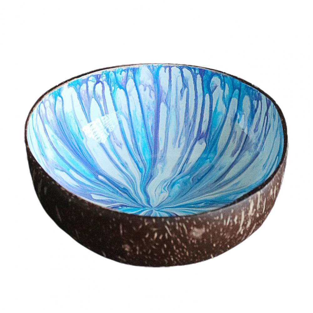 Candy Bowls Excellent Glossy Natural Coconut Bowls Coconut Shell Food Container: Blue