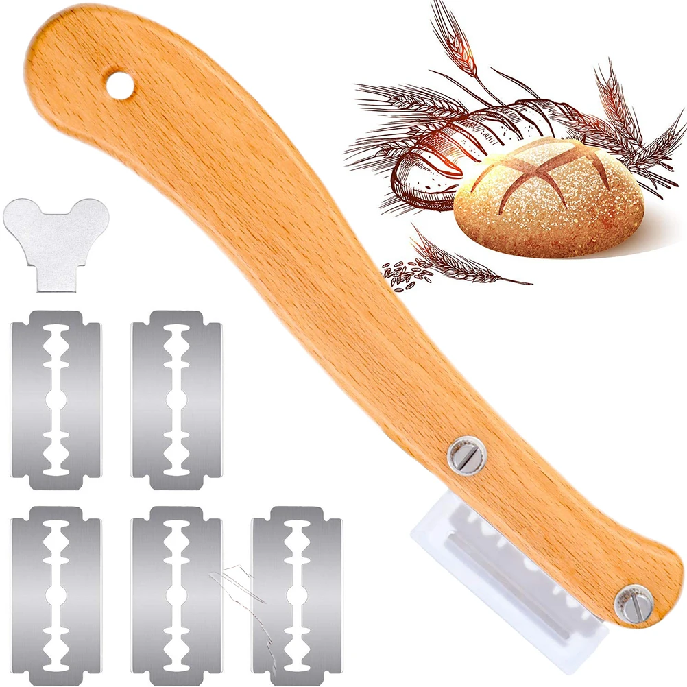 Brotermesser mit Holzgriff, Schneidmesser, Formmesser, Brotschneidemesser mit 5-Klingen, europäisches Brotschneiden