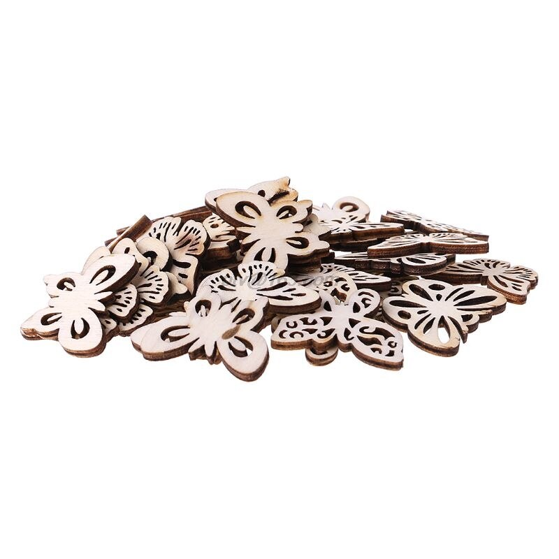 50 Pcs Cut Hout Vlinder Versiering Houten Vorm Craft Wedding Decor