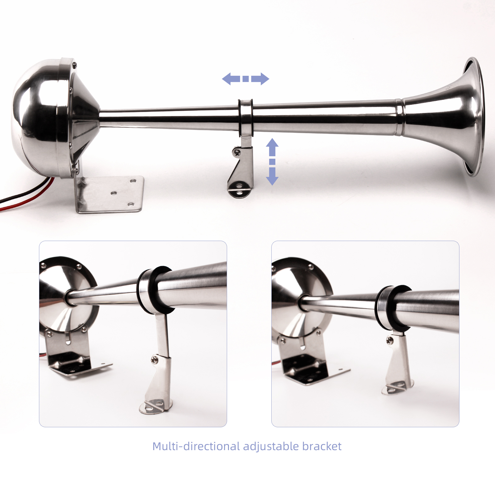 ALLREY-bocina eléctrica de acero inoxidable para barco, Trompeta única para velero, yate, camión, herramienta de advertencia, 12V/24V