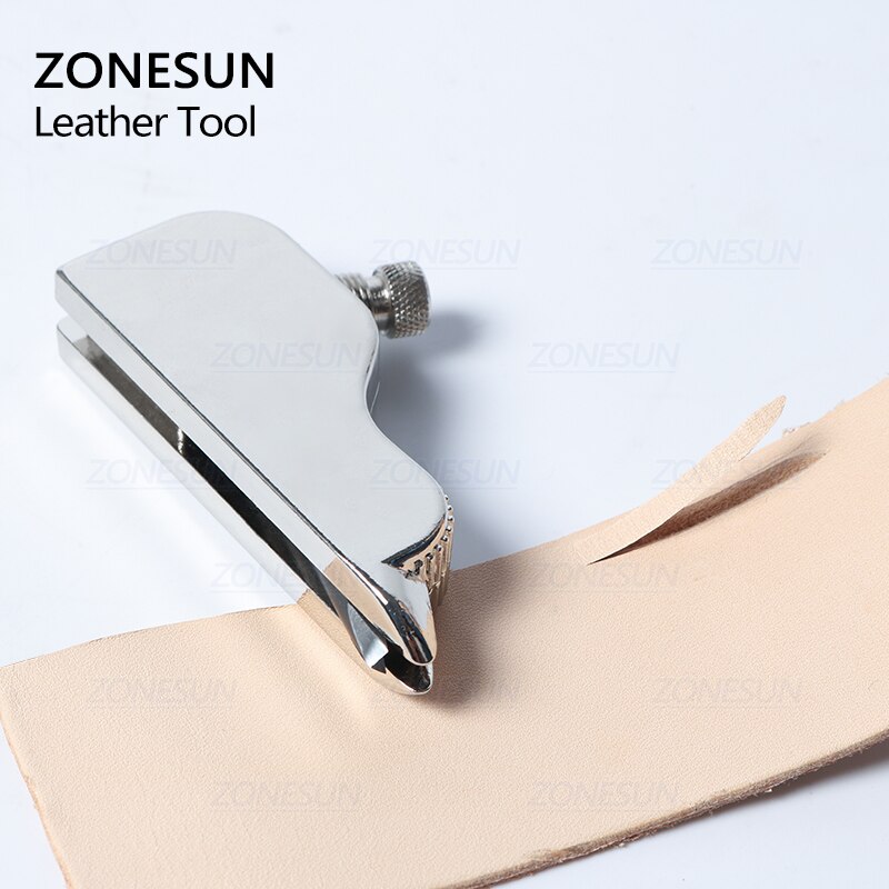 ZONESUN Manual Multi-functional Adjustable Stainless Steel DIY Leather Craft Tool V-type Groover Trenching Machine