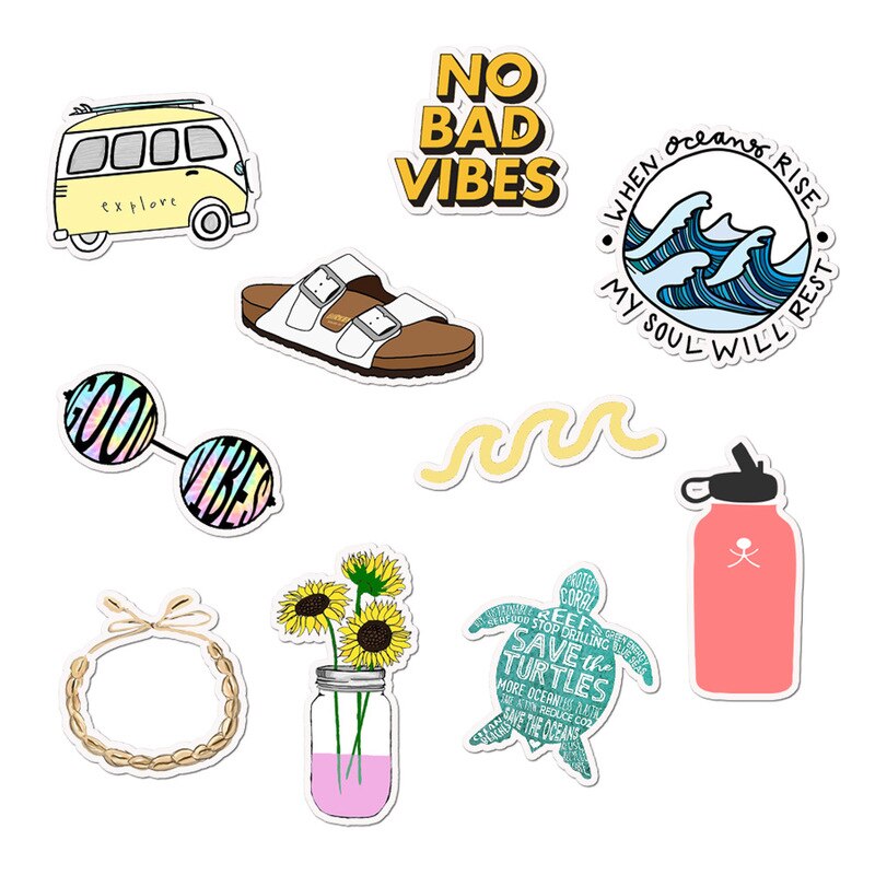 Pegatinas de vinilo VSCO para botellas de agua, calcomanías esenciales para chica, adecuado para fotos, equipaje, portátil, 35 unids/paquete