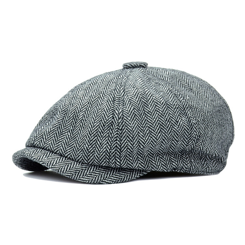 Novedad de , gorro plano, gorro de algodón con de espiguilla para niño, boina Unisex, sombreros grises