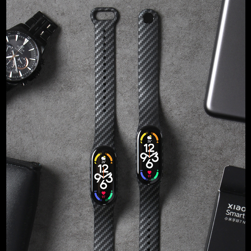Correa de fibra de carbono para Xiaomi Mi Band 7 nfc pulsera smartwatch MIband 5 pulsera de silicona correa Mi Band 4 5 3 6 Accesorios