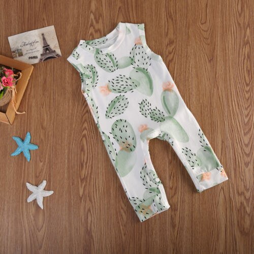 Baby Clothing Newborn Baby Kids Boys Girls cactus Romper Sleeveless Jumpsuit Cotton Outfit Set