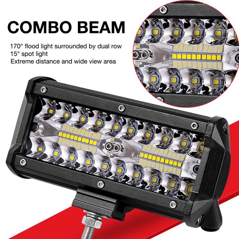 7 tommer 120w combo led lysbjelker spot flomstråle for arbeidskjøring offroad båt bil traktor lastebil 4 x 4 suv atv 12v 24v