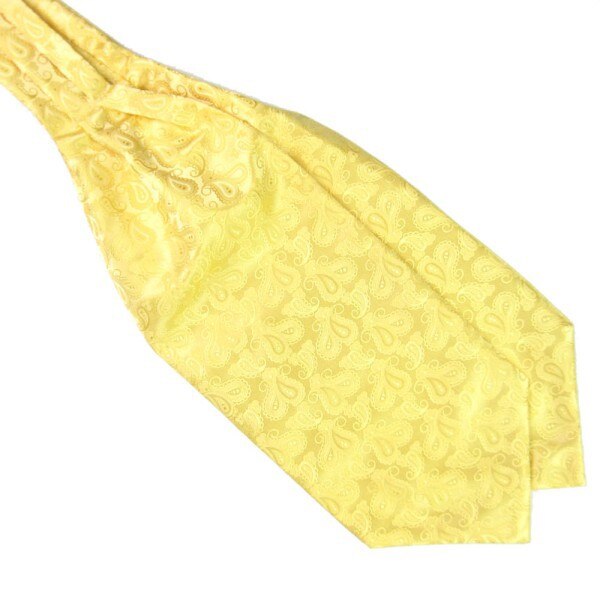 Cravate chaude Ascot cravate hommes cravate Satin auto cravate pour mariage: Jaune
