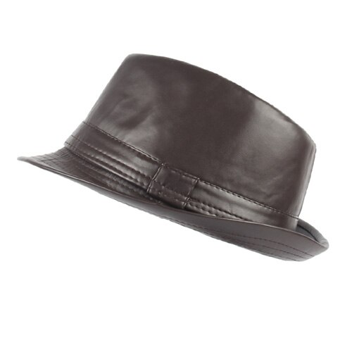 Aetrue män fedoras hatt kvinnor filt läder hattar män panama kepsar gorros pu vanlig kyrka båtägare brätte fedoras vinter hattar: Kaffe