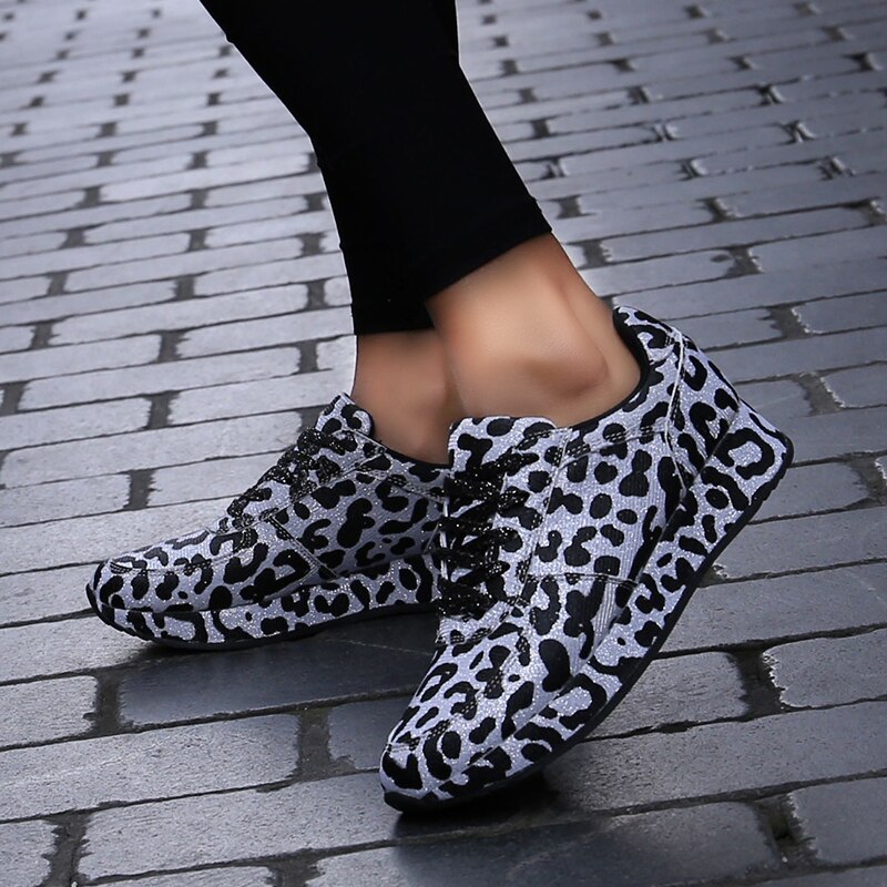 Leopard damskor 6cm tjockare höjd sula kvinna skor temperament vilda sneakers för dam zapatos de mujer