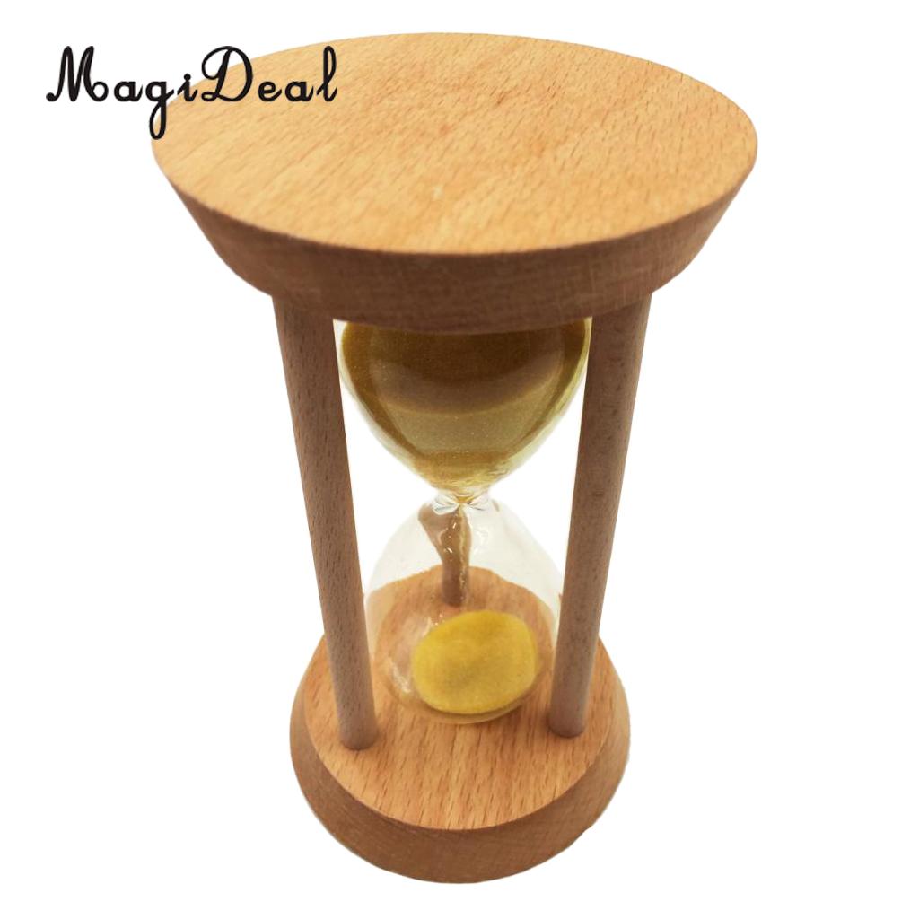 Magideal 20 minutter skråt træ sandglas timeglas sand ur timer timing værktøj til hjemmet desktop dekoration-gul