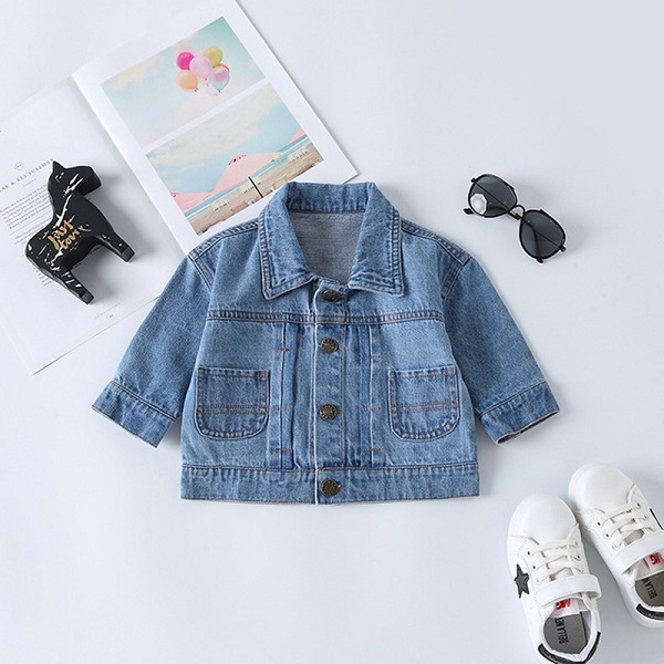 Mode Lente Lange Mouwen Kids Denim Jassen voor Meisjes Baby Print Hond Jas Cuasual Turn Down Kraag Baby uitloper LZ044: blue / 24M