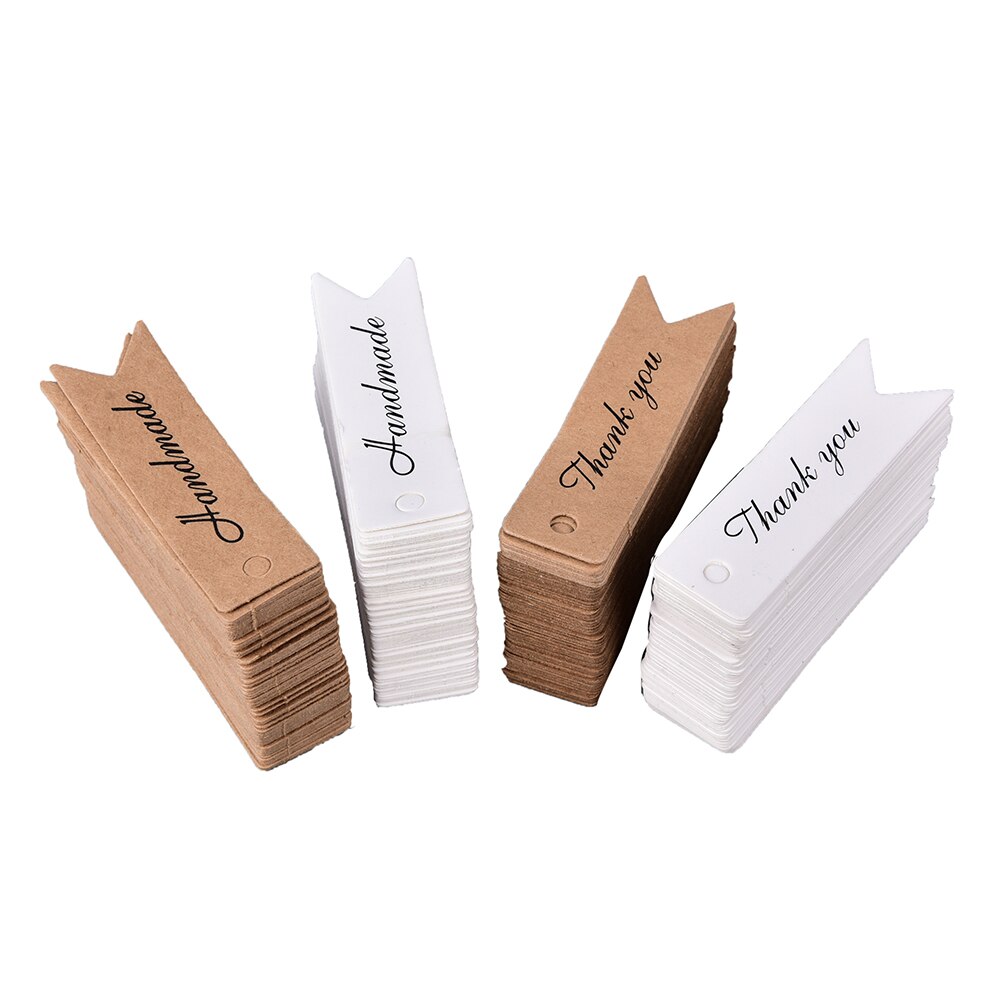 100 pièces "merci" "Fait Main" Kraft étiquettes Étiquette Volante En Papier Pour Artisanat Papier Étiquette fournitures de fête étiquettes De Vêtement