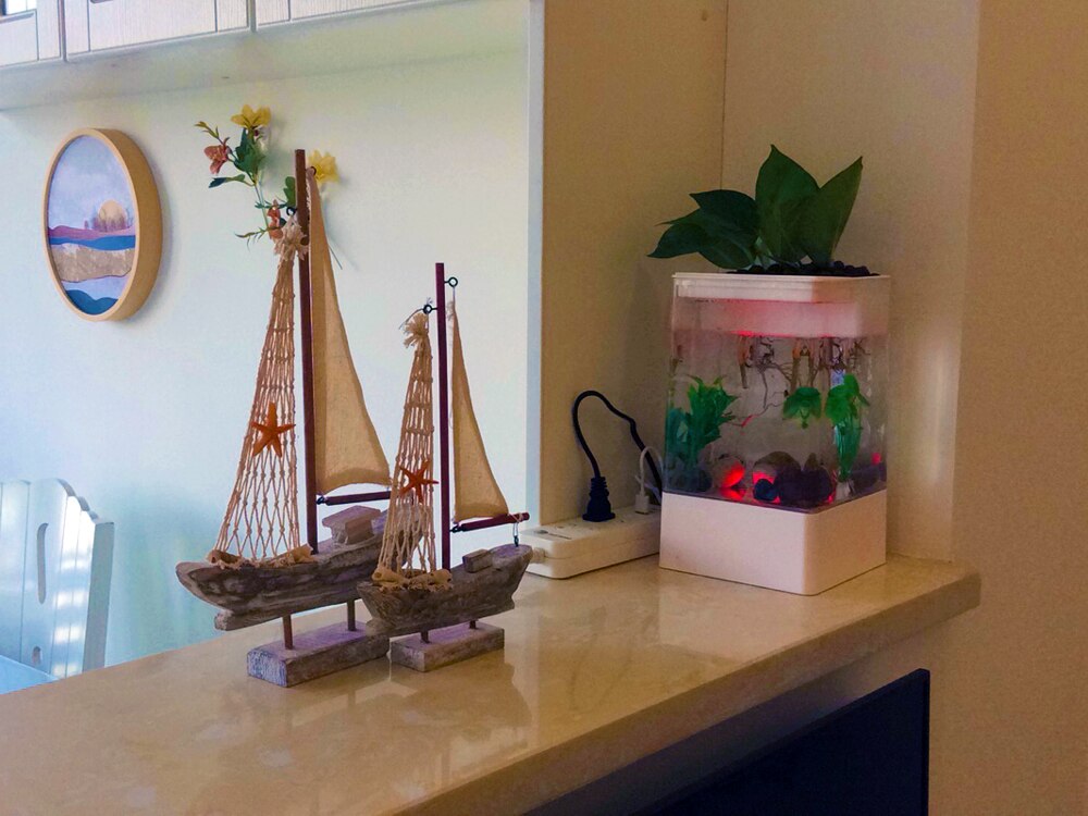 Mini Square Fish Tank Black/White Fish Tank With LED Light USB Aquarium Ecological Acrylic Fish Box Office Desktop Fish bowl