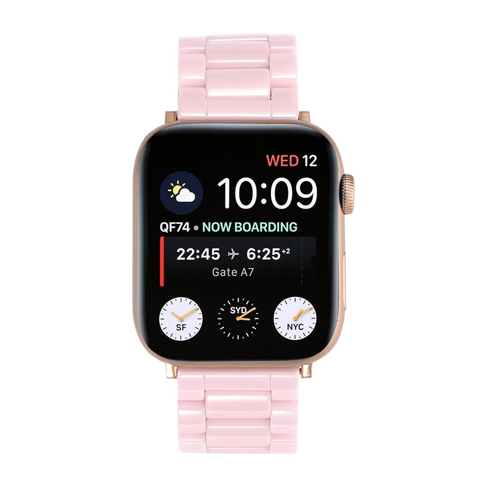 Pulsera de cerámica Lisa para Apple Watch SERIE DE gomillas 5 4 3 2 1 correa de muñeca para iWatch 40mm 38mm 42mm 44mm negro/Blanco/cinturón rosado