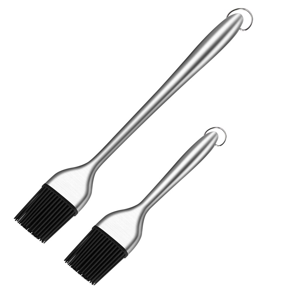 Sauce Basting Brush Kitchen Oil BBQ Grill Brush Stainless Steel Cooking Barbecue Brushes Silicone Pastry BBQ Accessories: Short and Long