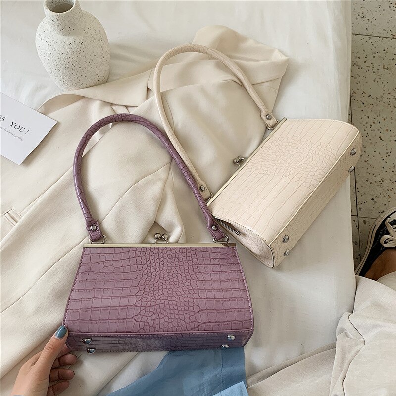 Dames crossbody tassen voor dames effen kleur krokodillenpatroon handtassen pu leer retro dames schoudertassen